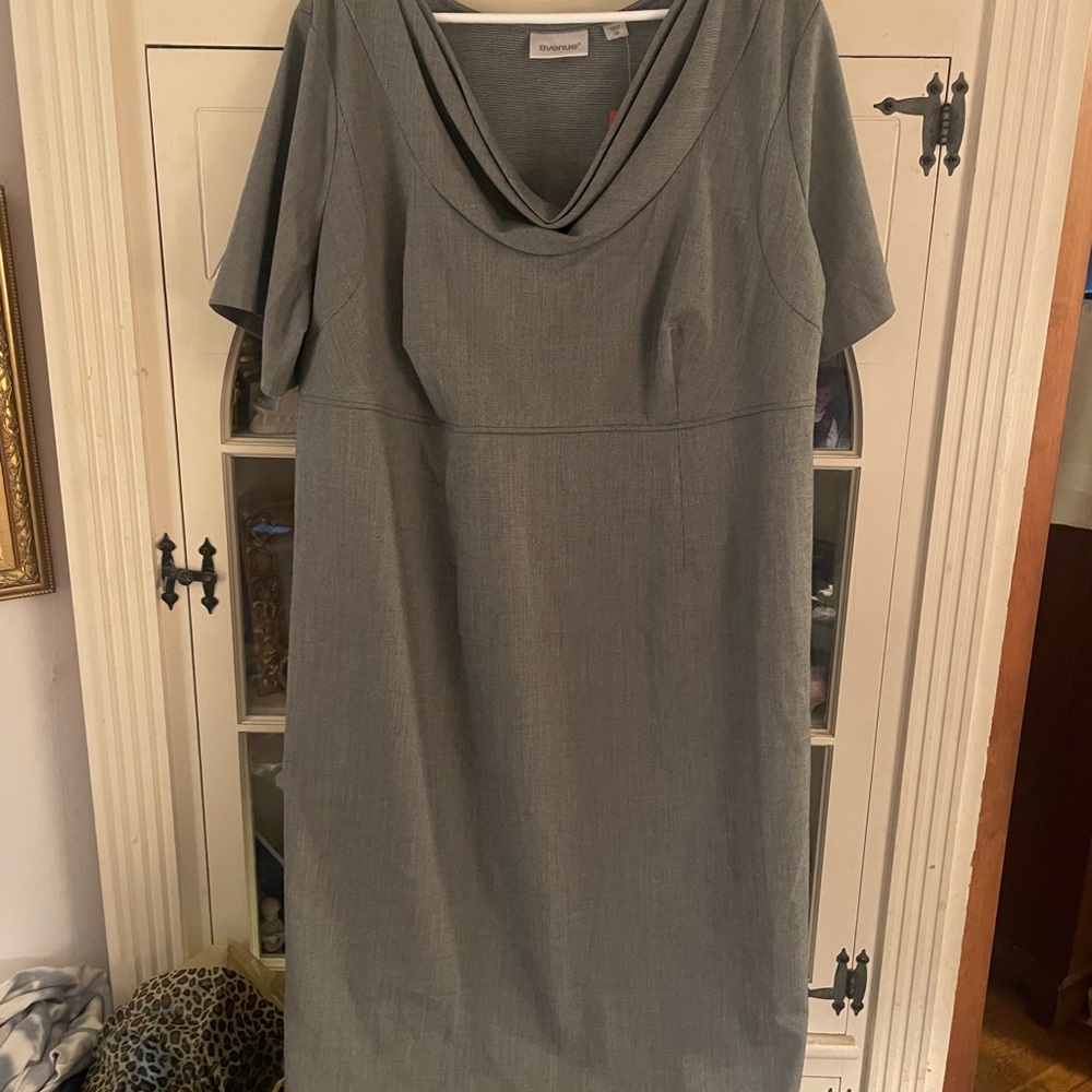 Avenue Classic Charcoal Cowl Neck Dress 20 NWT